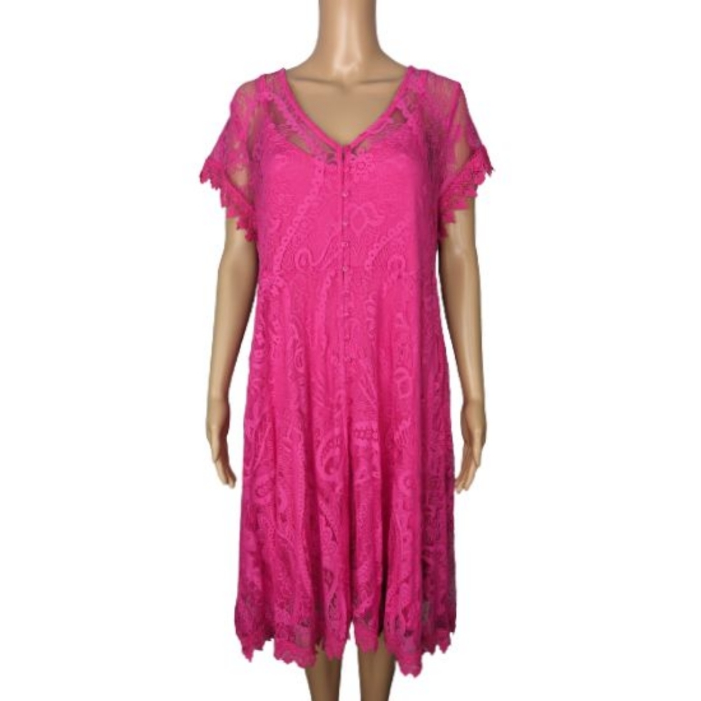 Torrid Pink Lace Button Front Skate Dress 1